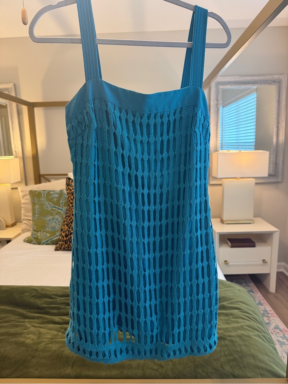 Jonathan Simkhai Turquoise Open-Weave Swim Coverup - Picture 3 of 5